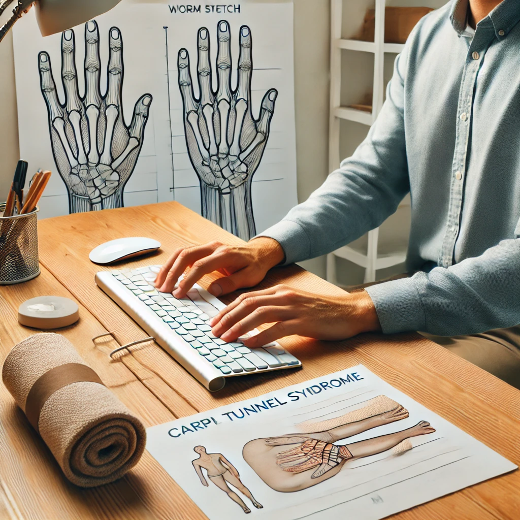 책상에서 키보드 치는 모습