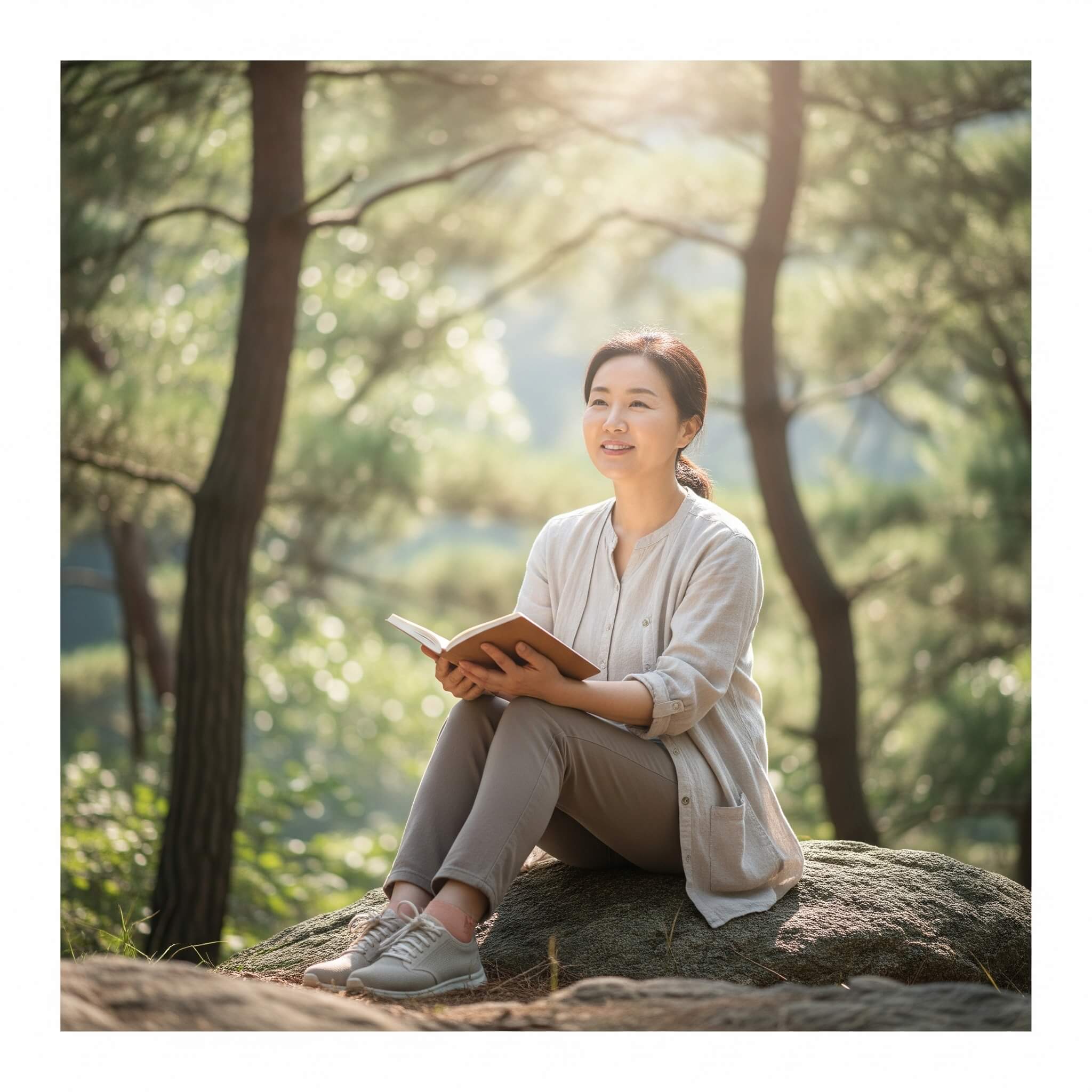 혼자여행하며 독서하는 모습