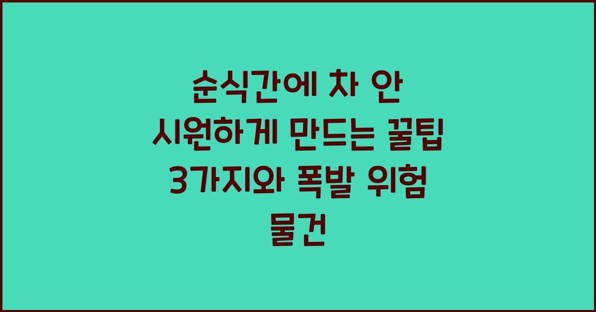 순식간에 차 안 시원하게 만드는 꿀팁 3가지와 폭발 위험 물건 정리