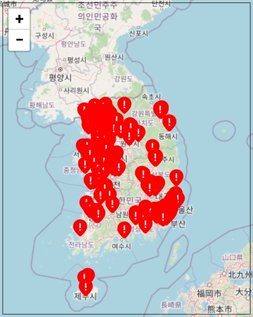 딥페이크 피해학교 지도 학교 조회하기 제보하기