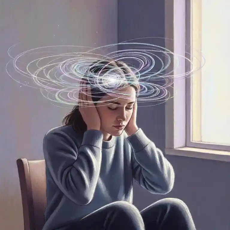 조용한 방에서 귀 막은 사람