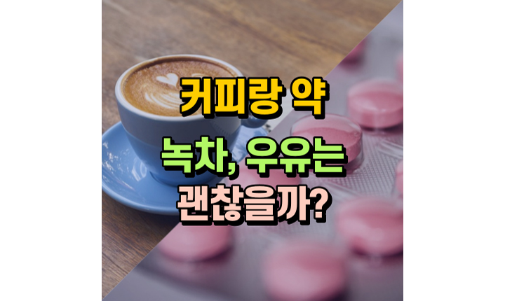 카페인 커피 약 녹차 우유 음료 메인이미지