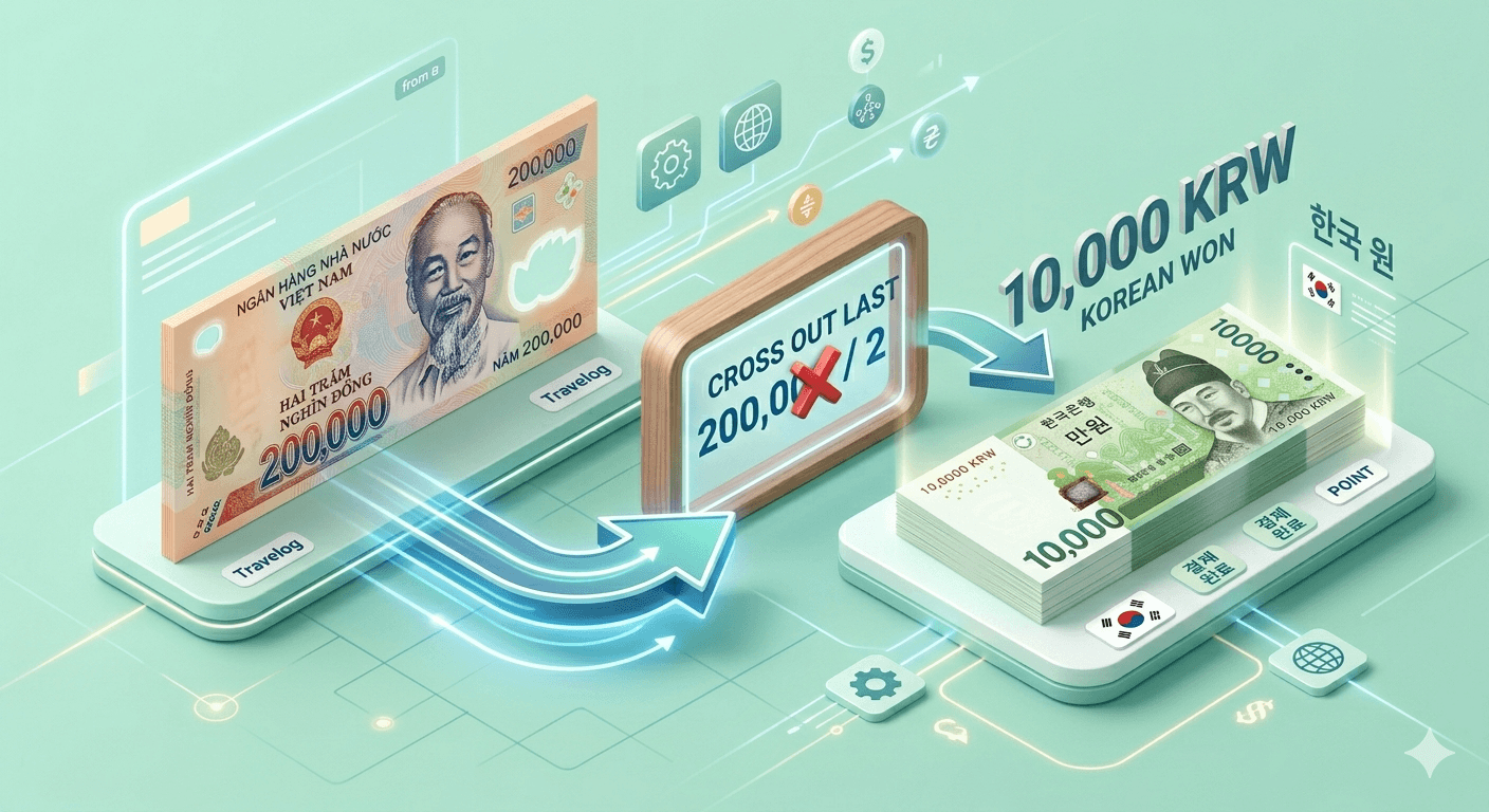 동지갑 대신 트래블로그! 베트남 돈 1초 만에 계산하는 '0 떼고 나누기 2'의 마법