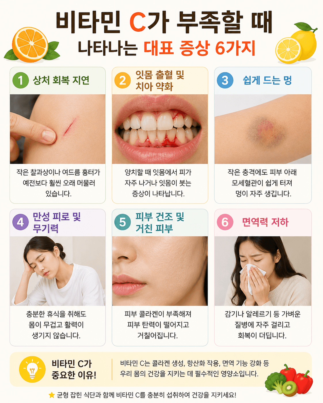 비타민c 부족할 때 나타나는 증상