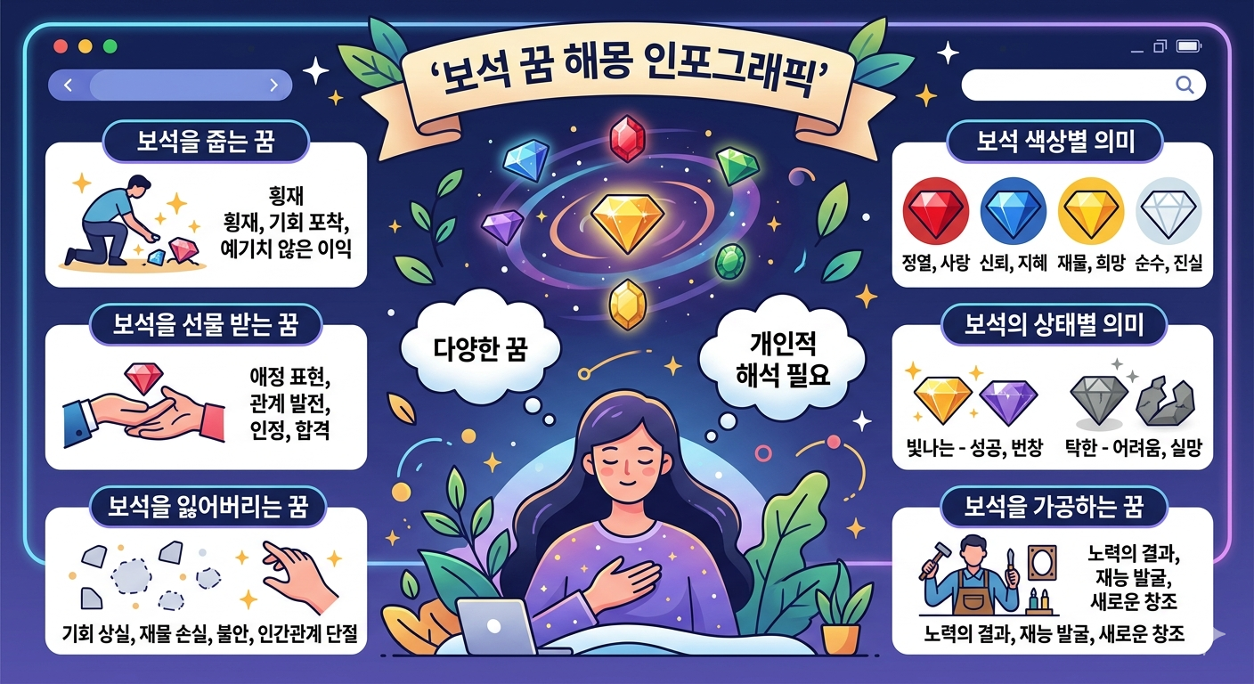 반짝이는 보석 꿈 : 신분 상승과 명예의 최고봉, 당장 로또 사야 할 역대급 재물운은?