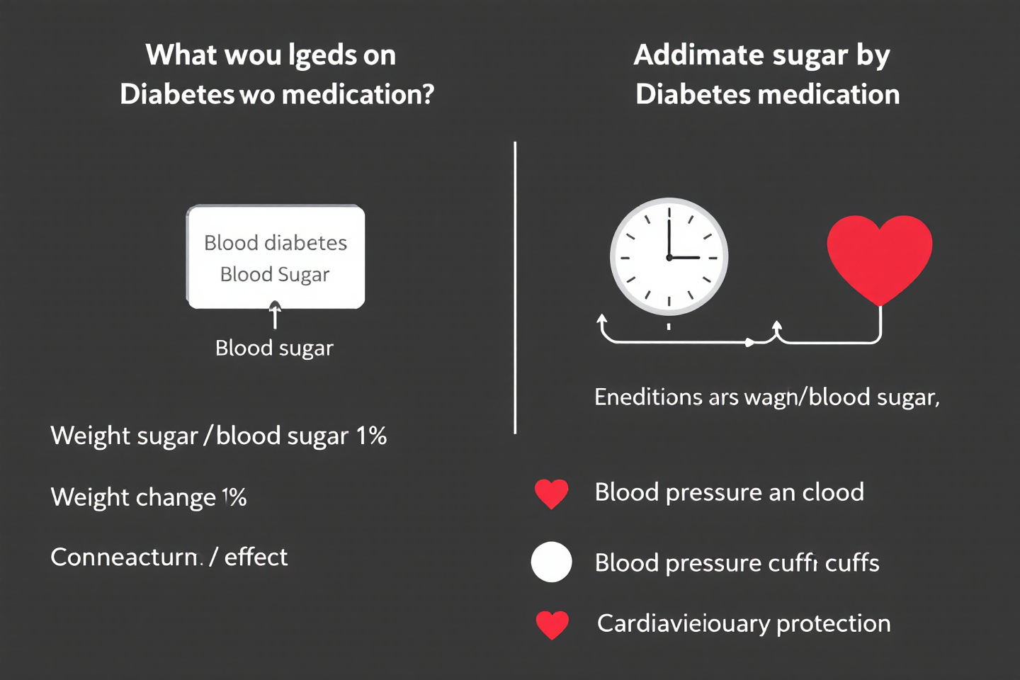 &quot;두 계열 약물의 혈당 강하 외 추가 효과를 도식화한 그래프: 체중 변화, 혈압, 심혈관 보호 등&quot;
