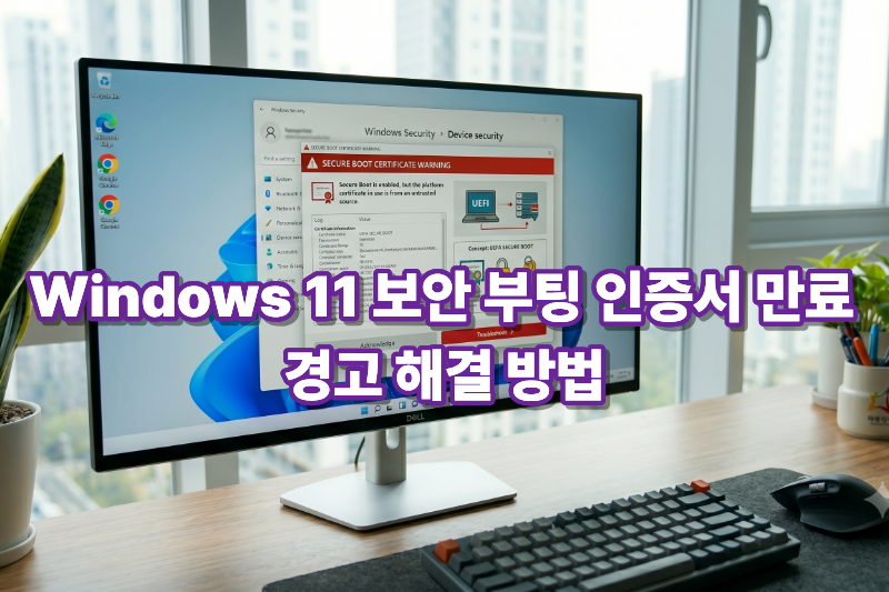 윈도우 11 보안 부팅 인증서 만료 경고 해결 방법 대표 이미지