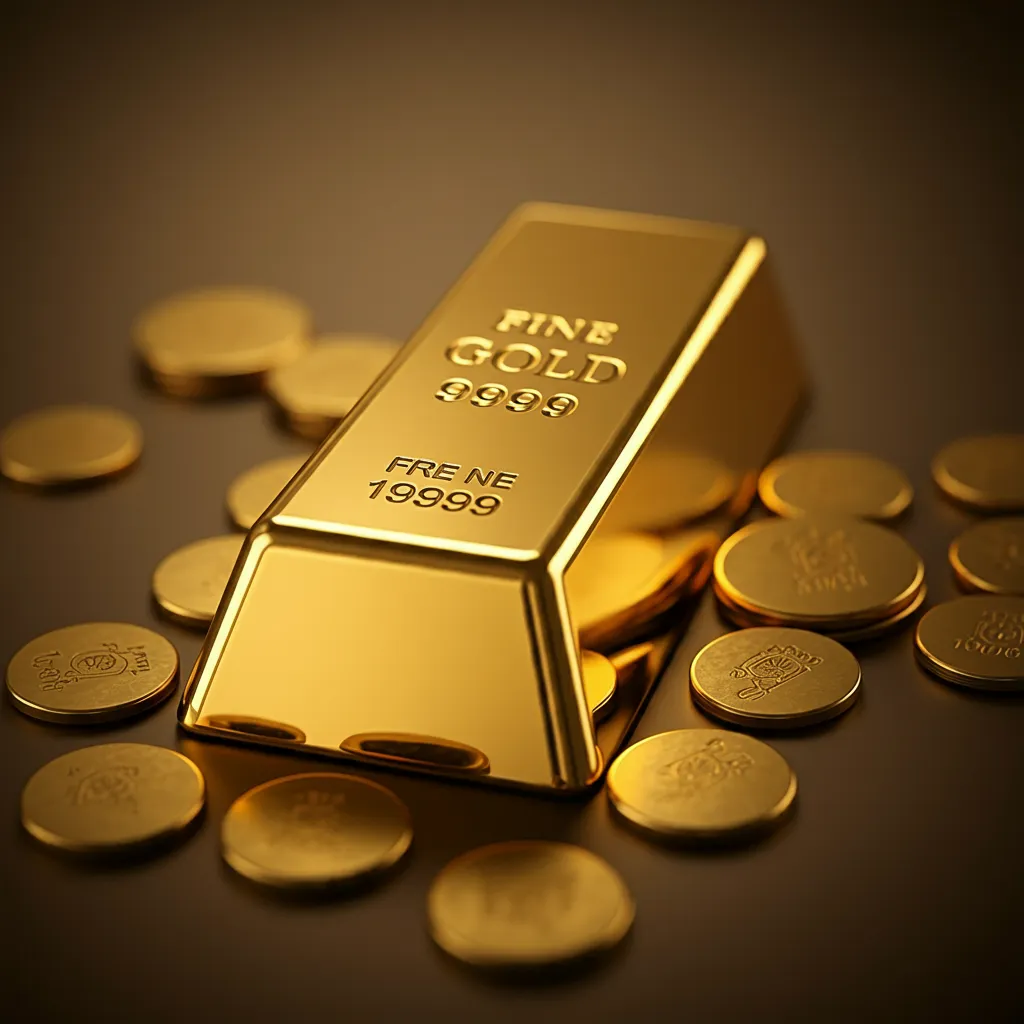 테이블위에 골드바-골드코인