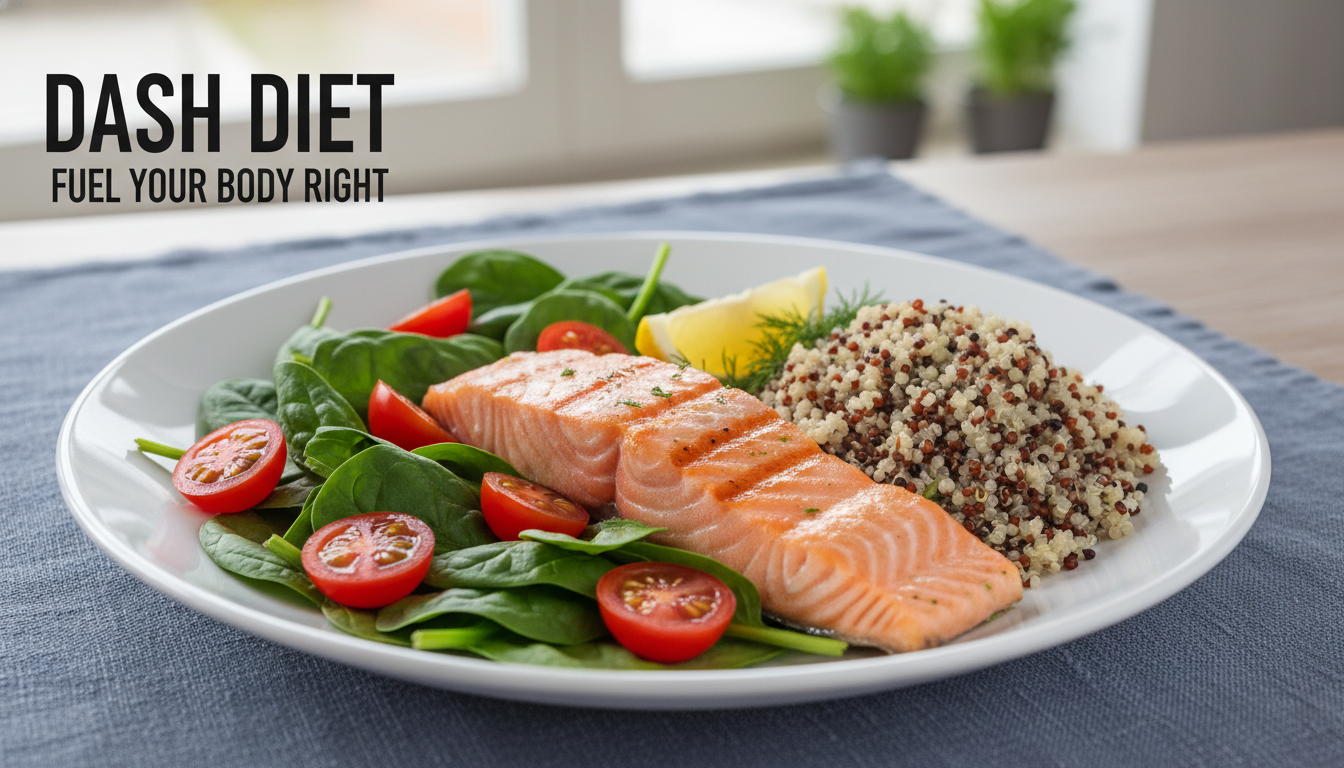혈관 건강을 돕는 연어와 신선한 채소가 가득한 DASH 다이어트 식단