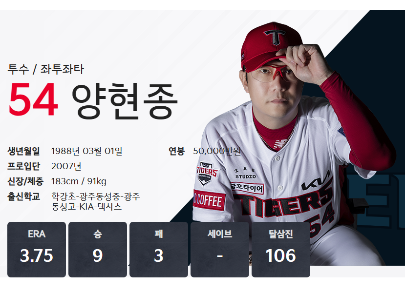 기아 타이거즈 양현종