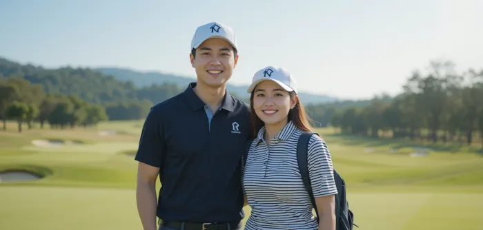 라운딩을 마친 커플 골퍼의 미소
