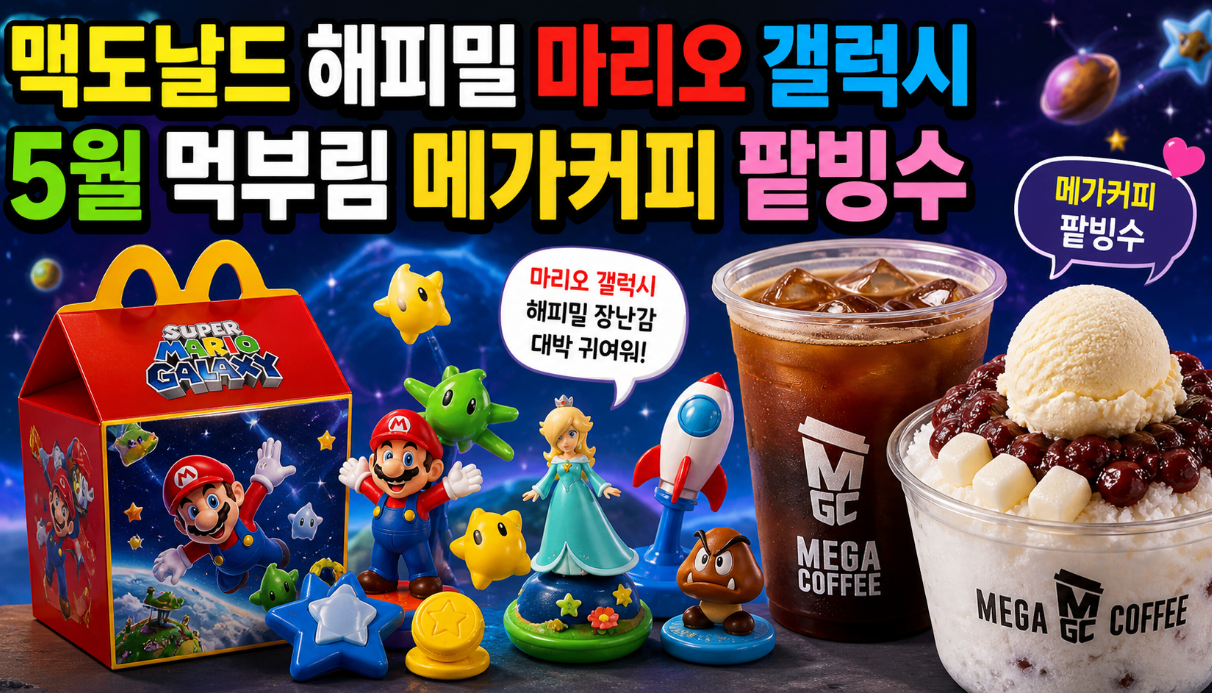 맥도날드 해피밀 마리오 겟하고 메가커피 팥빙수까지 5월 먹부림 완전 정복