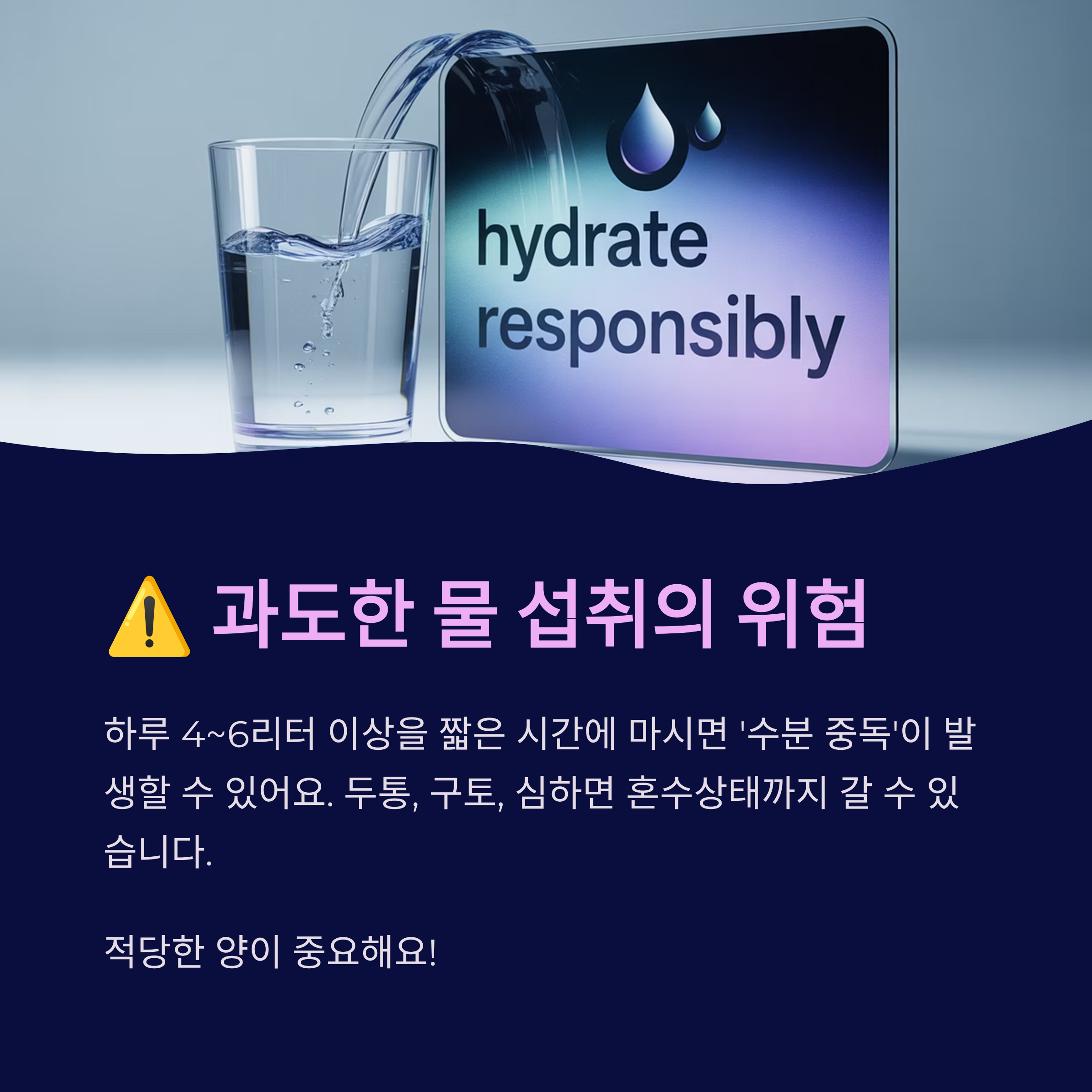 과도한 물 섭취 시 수분 중독 위험성과 증상 경고