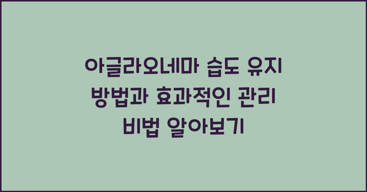 아글라오네마 습도 유지 방법