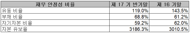 하나머티리얼즈 - 재무 안정성 비율