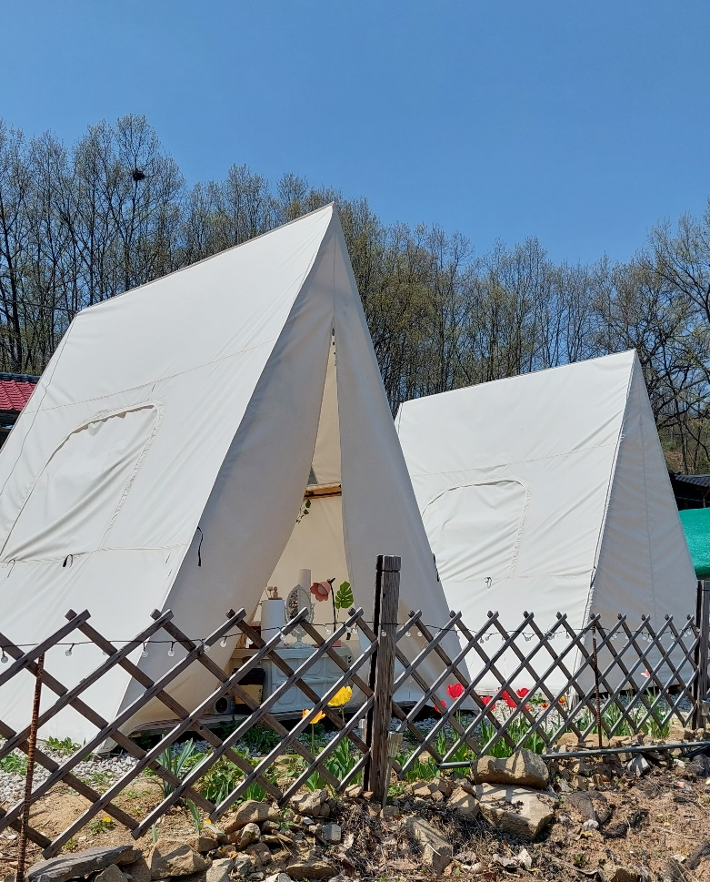 텐트앞에 튤립테라스 넘 예쁨