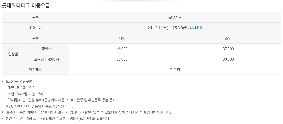 김해 장유 롯데워터파크 이용요금, 운영기간 및 운영시간 안내