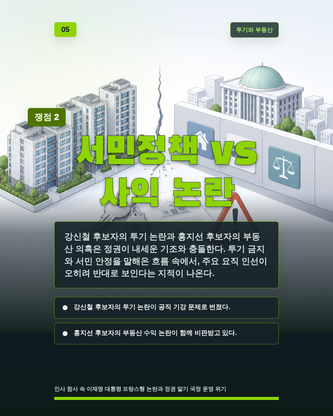 서민정책 vs 사익 논란