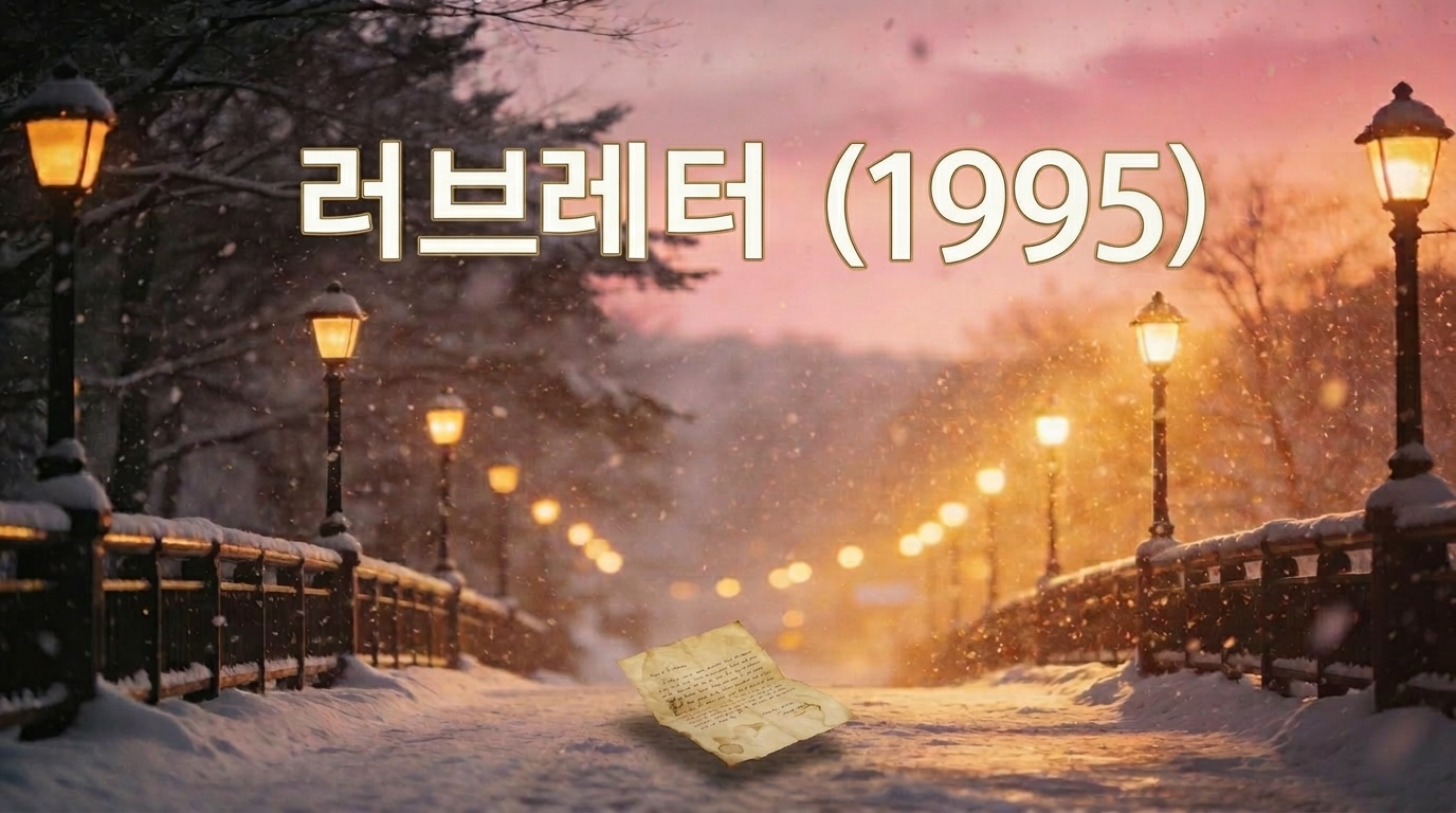 러브레터(1995) 커스텀 썸네일 오타루의 눈 덮인 거리와 따뜻한 가로등 불빛 아래 놓인 편지 한 장