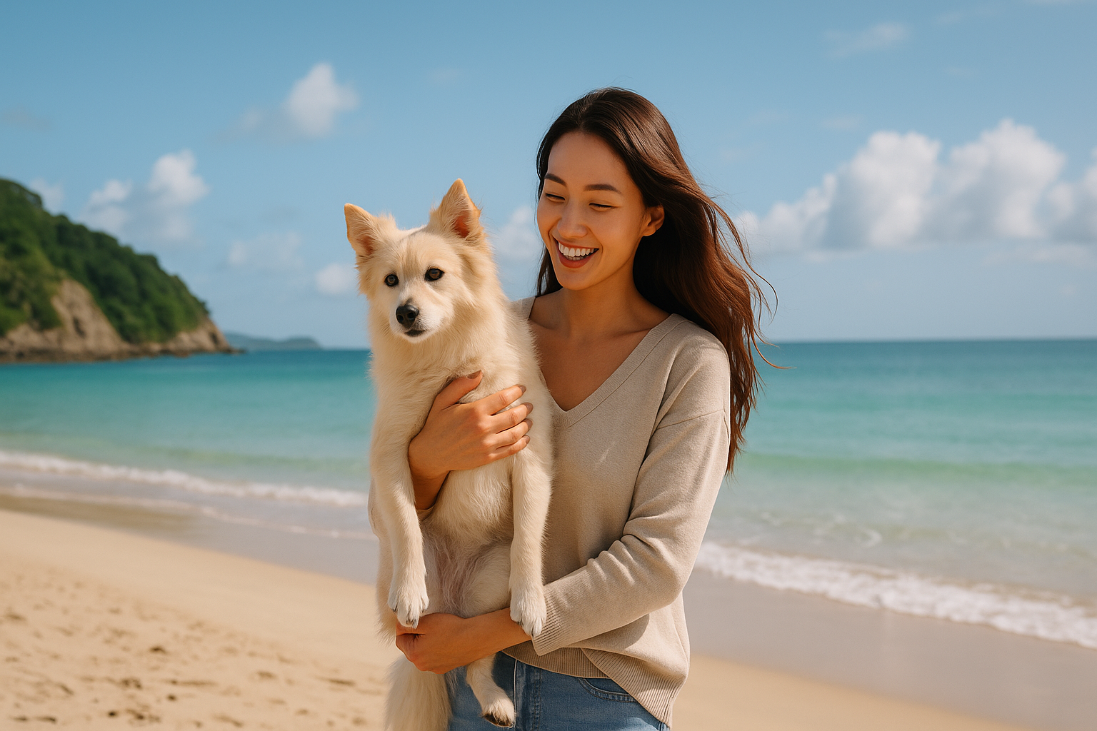 강아지와 함께 하는 해변 여행