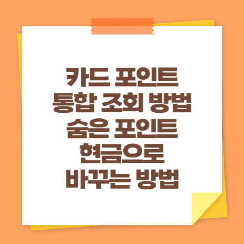 카드 포인트 통합 조회 방법 (숨은 포인트 현금으로 바꾸는 방법)