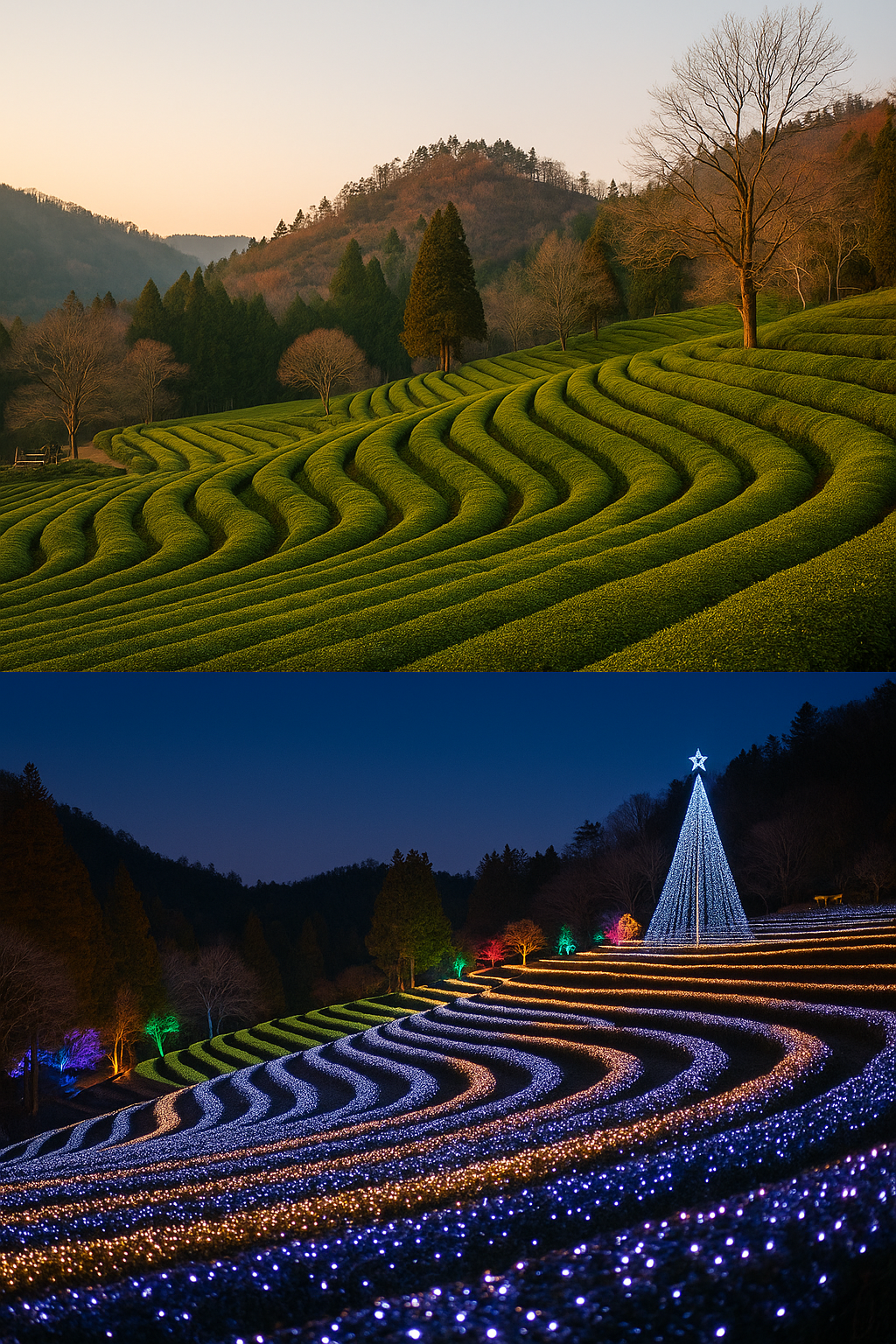전남 보성 – 녹차밭과 빛 축제의 콜라보