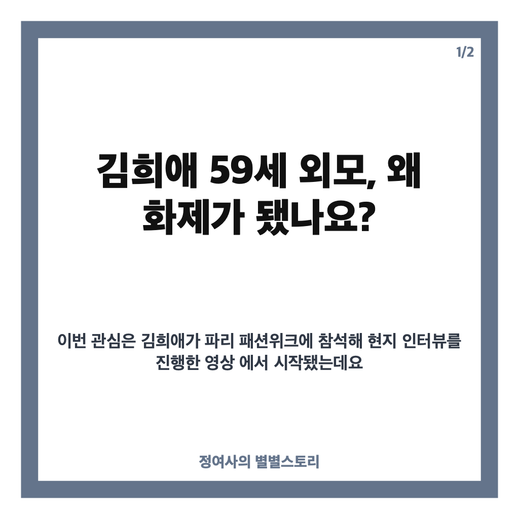 김희애 59세 외모, 파리 패션위크 영상 후 이어진 다양한 반응 정리 카드뉴스 1