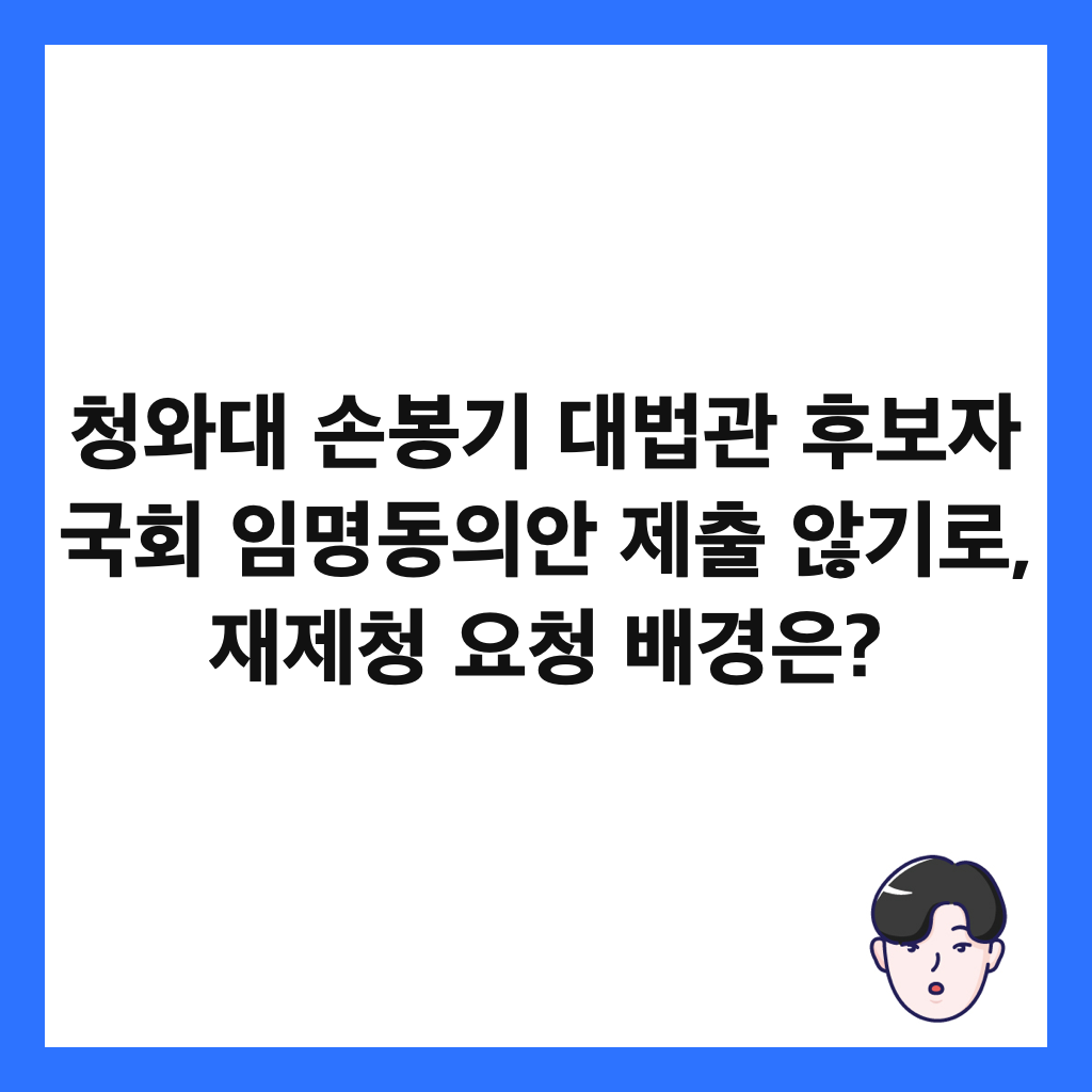 청와대 손봉기 대법관 후보자 국회 임명동의안 제출 않기로, 재제청 요청 배경은? 썸네일