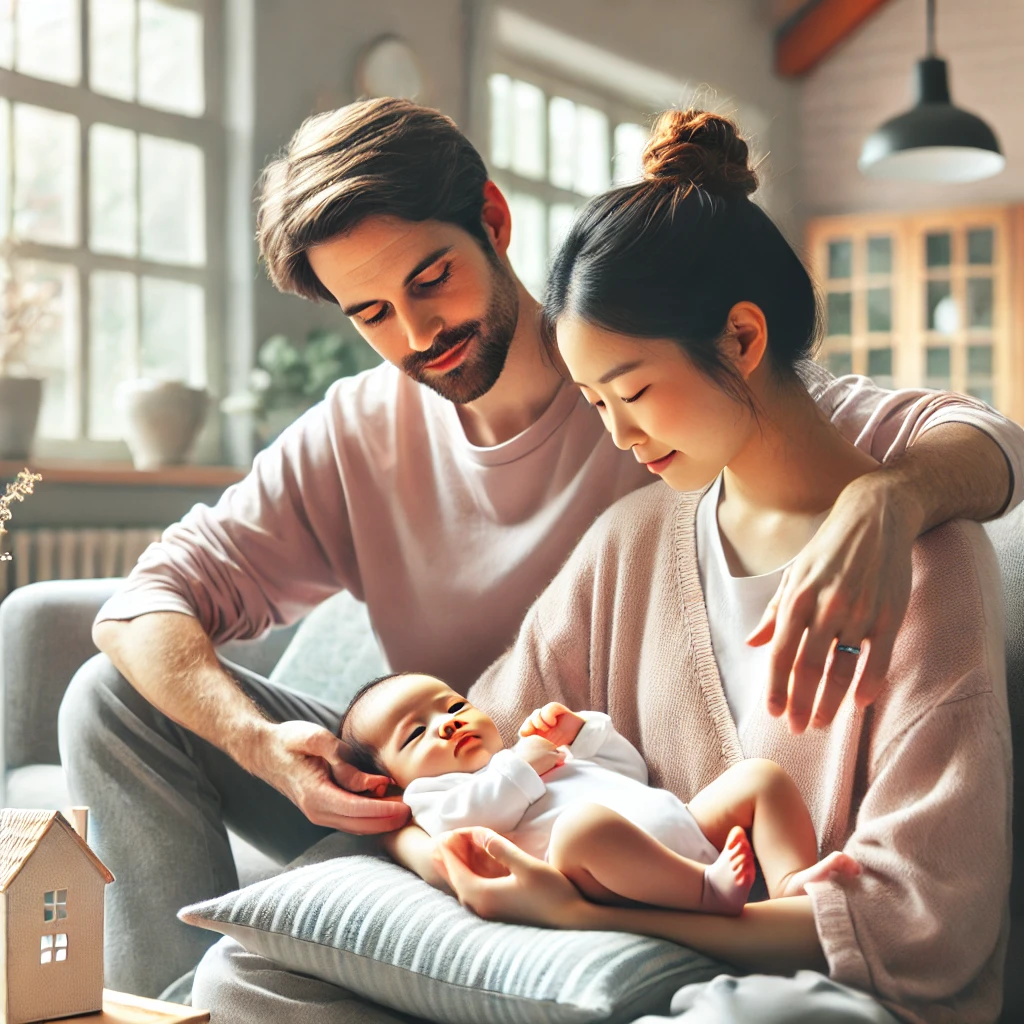 아이 돌보는 부모 이미지