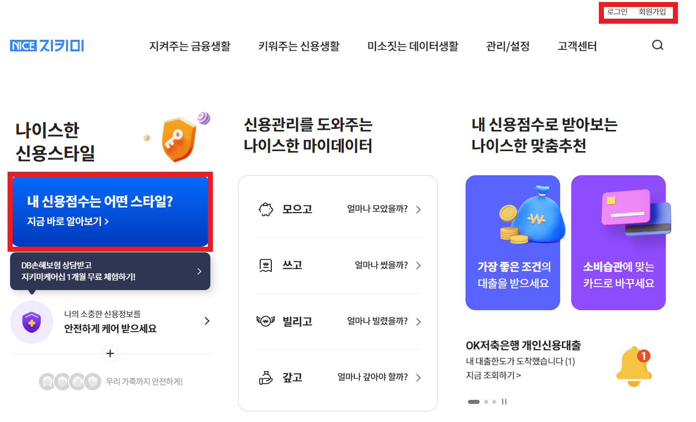 나이스지키미 신용점수