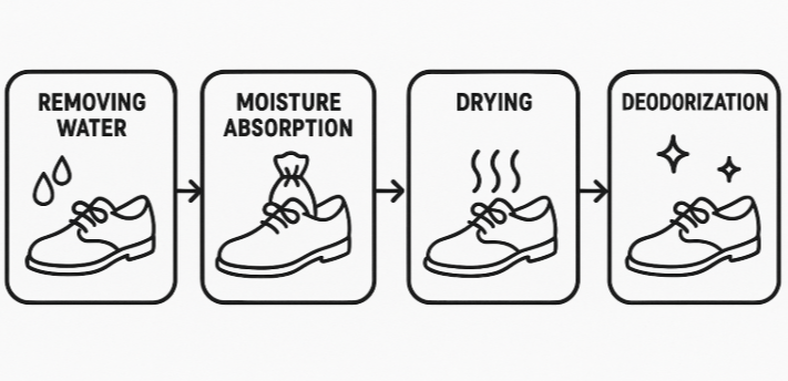 젖은 신발 관리 4단계 프로세스