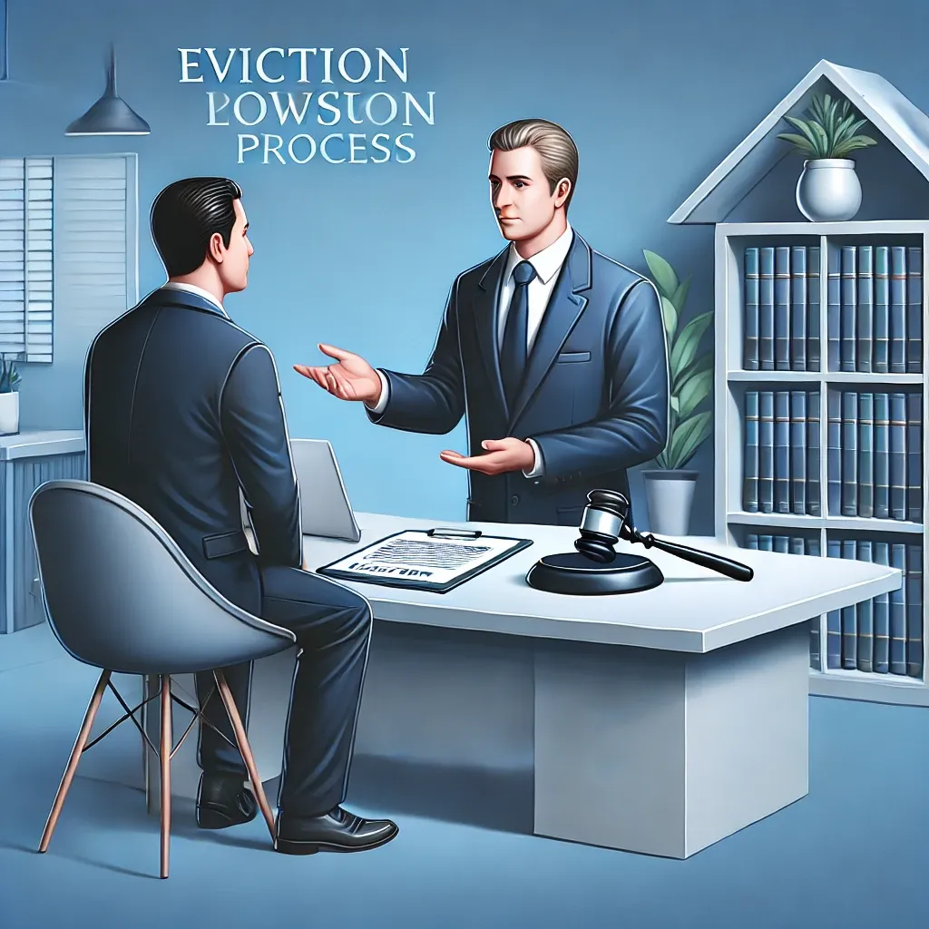 명도소송 과정에서 변호사가 체계적으로 법적 절차를 설명하는 장면