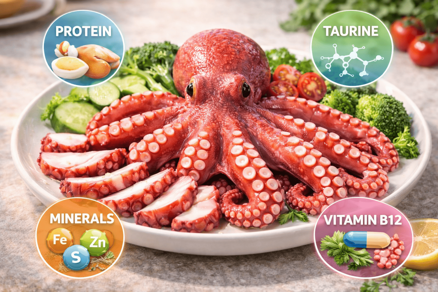삶은 문어의 영양 성분과 건강 효능