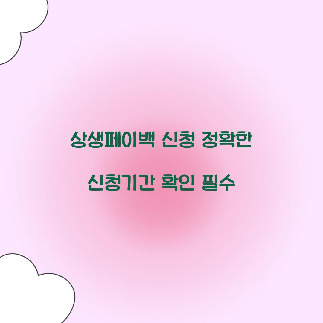 상생페이백 신청 정확한 신청기간 확인 필수  