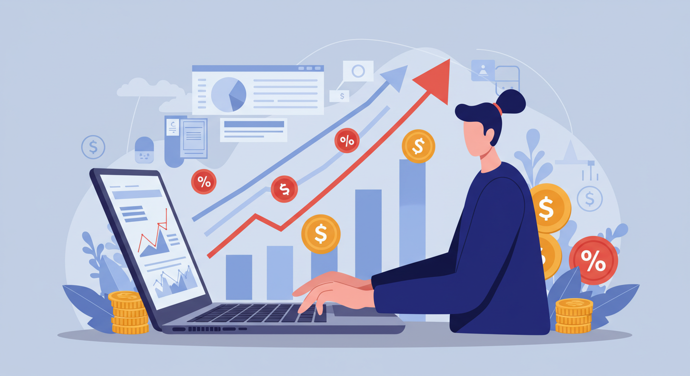 인플레이션 환경에서 재정 계획을 조정하는 사람의 일러스트레이션