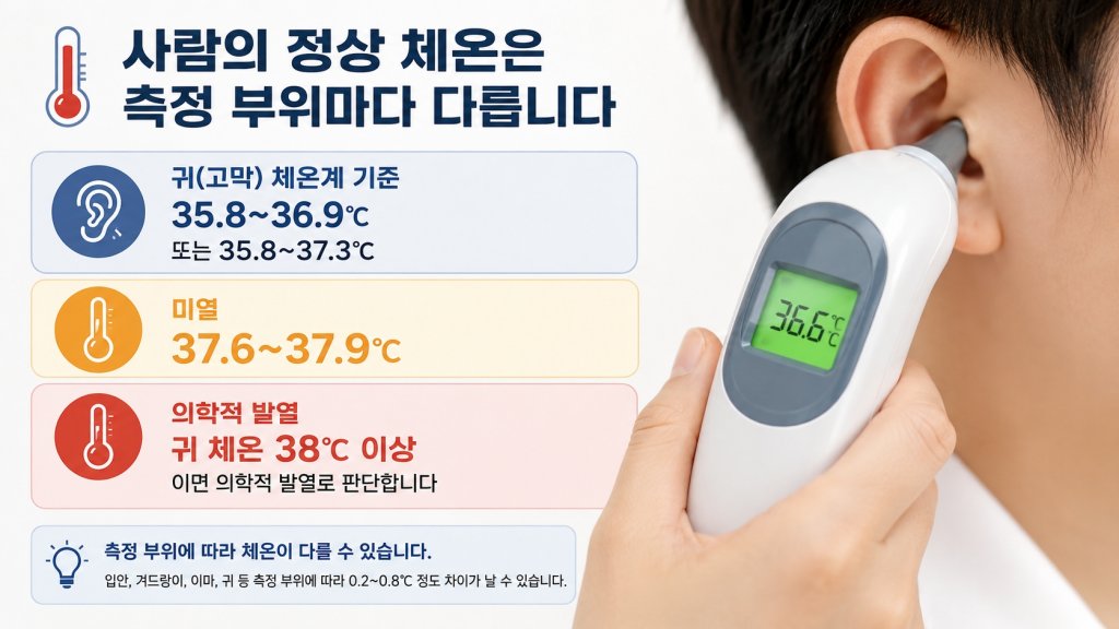 귓속에 체온계 삽입 측정하는 이미지