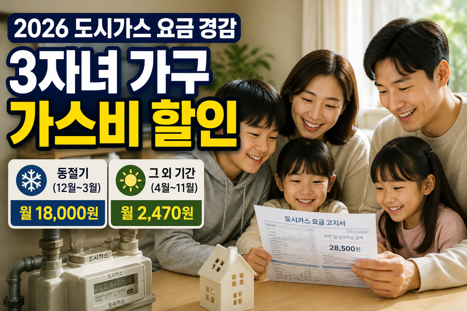 다자녀 가구 도시가스 요금 할인 안내