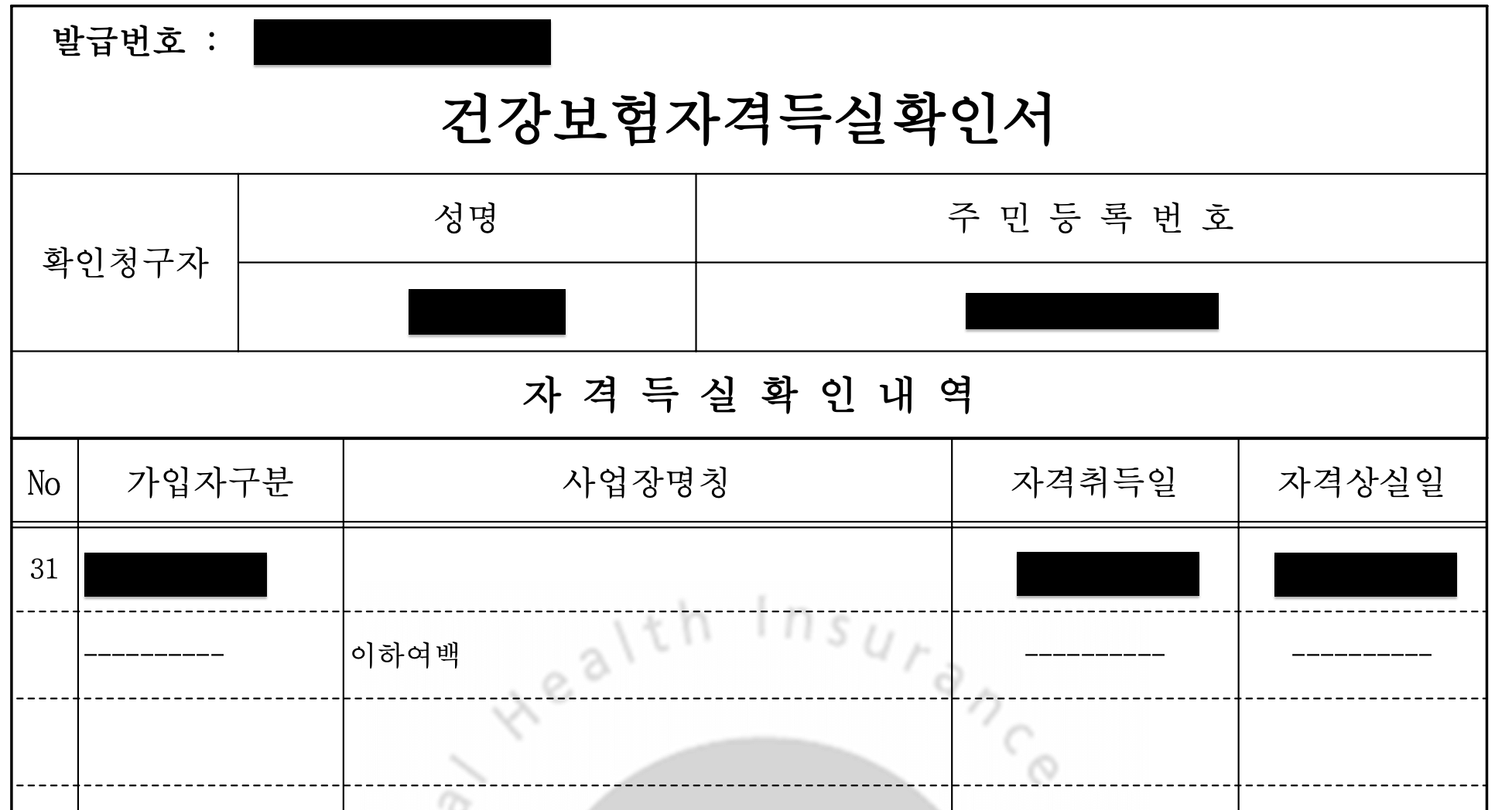 건강보험자격득실확인서