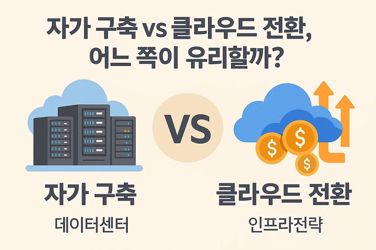 자가 구축 vs 클라우드 전환 관련 이미지