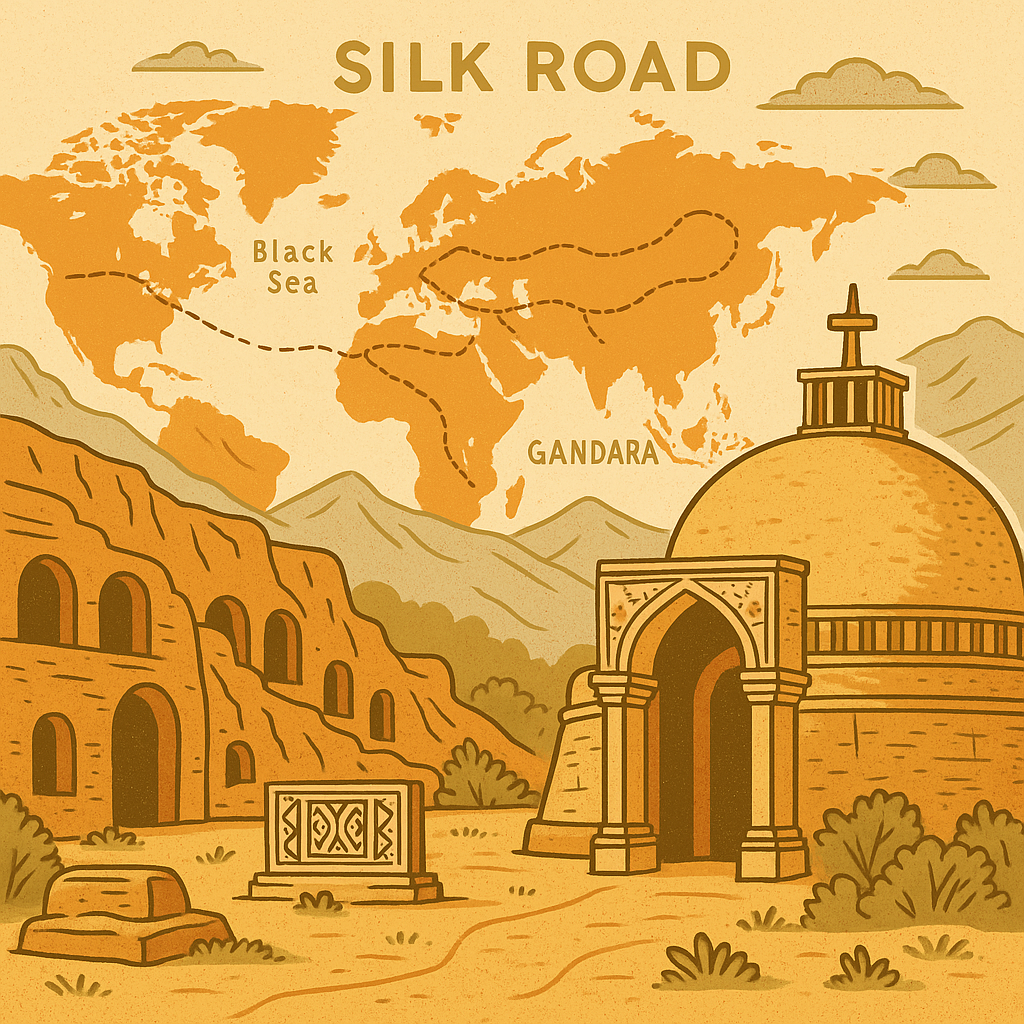 실크로드 경유지와 간다라 유적지 풍경