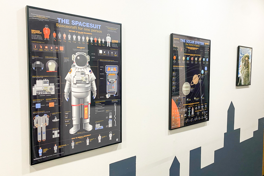 우주복과 태양계 포스터