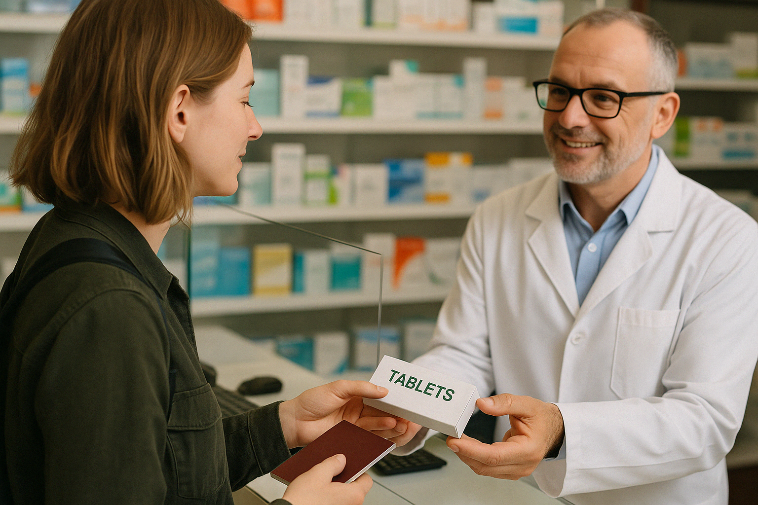 해외 약국에서 약을 구매하는 장면