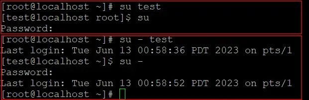 su - 옵션 사용 유무 차이