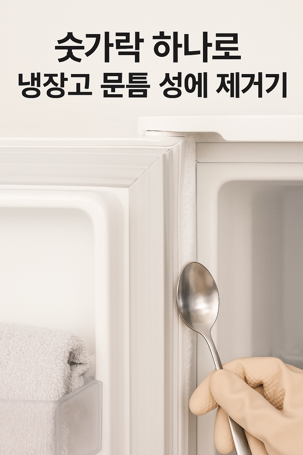 숫가락 하나로 냉장고 문틈 성에 제거하기