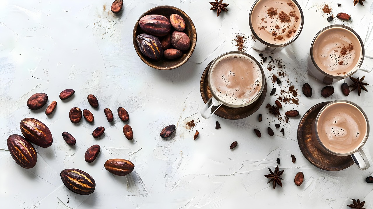 카카오 열매와 핫초코