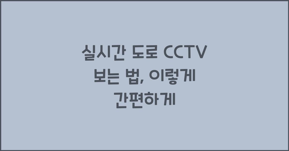 실시간 도로 cctv 보는 법