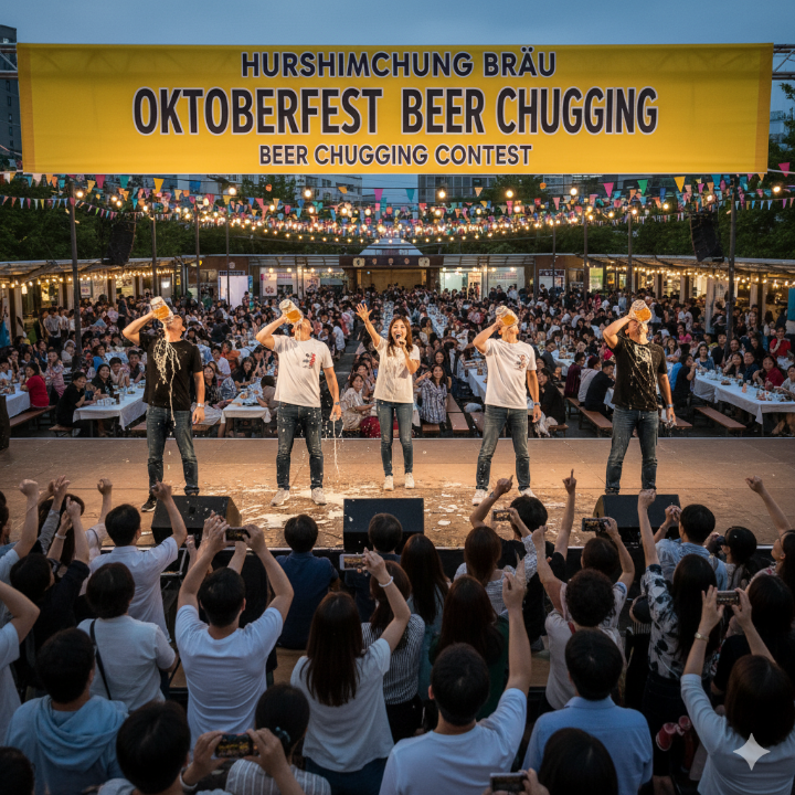 맥주 빨리 마시기 대회 등 현장 이벤트