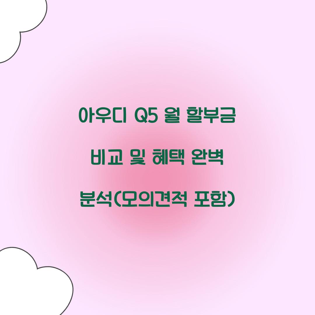 아우디 Q5 월 할부금 비교