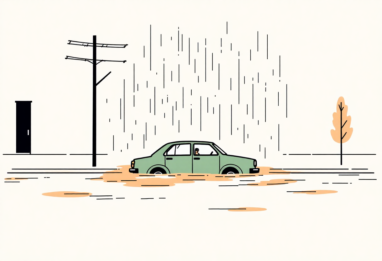 물에 빠지 차량