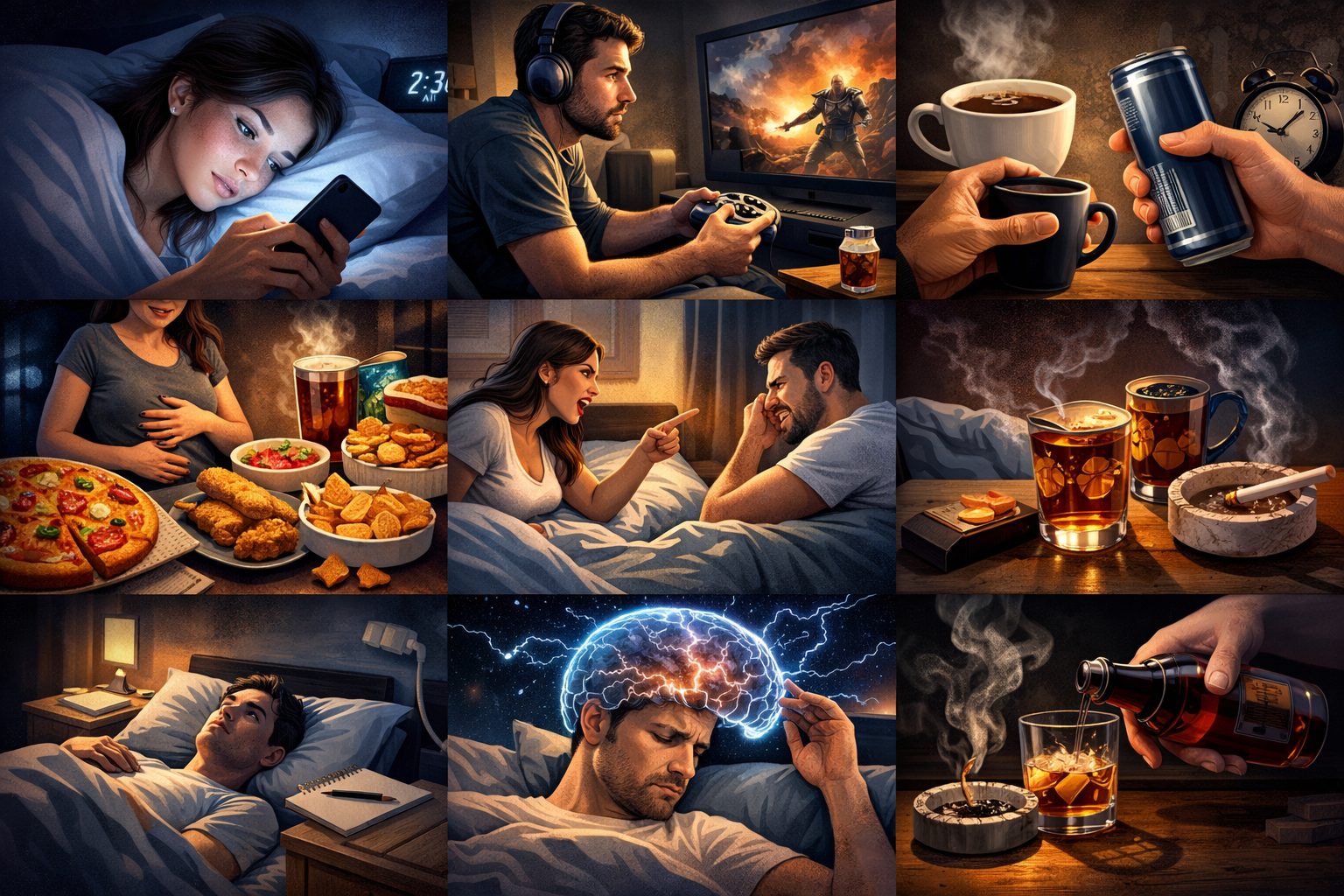 잠들기 전 하면 안 되는 행동